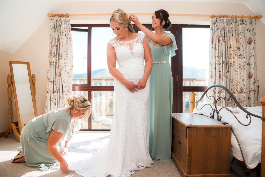 Gorgeous bride and bridesmaids captured in a stylish moment.